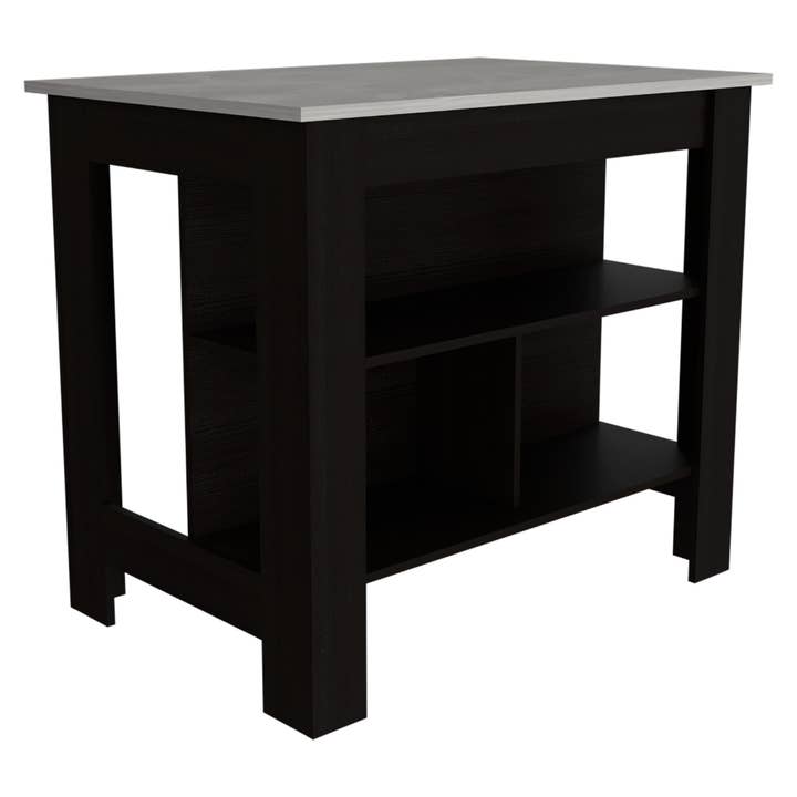 Treevol Furniture - Wholesale Kitchen Storage/Organizer - Kitchen Island Dozza, Kitchen, Black / Ibiza Marble
