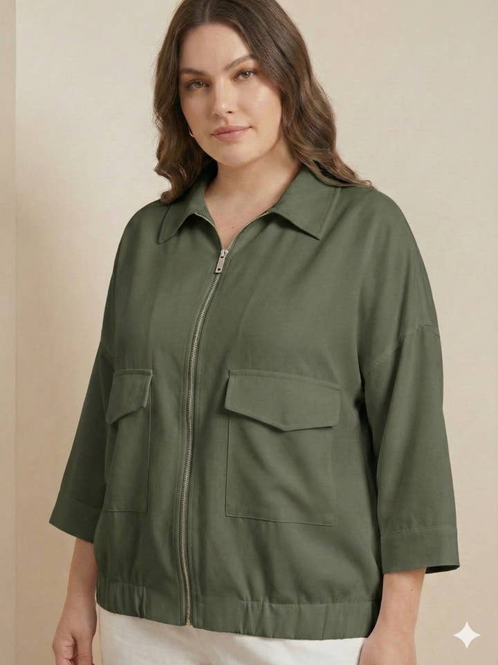 Taglia Grande - Giacca casual con tasche per la vendita all'ingrosso da parte di C'MELODIE