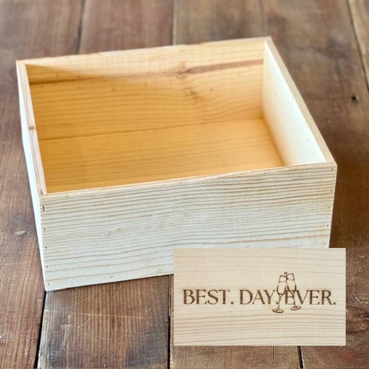 The Woodland Wood Box (open) "BEST DAY EVER" for wholesale by Mill 54