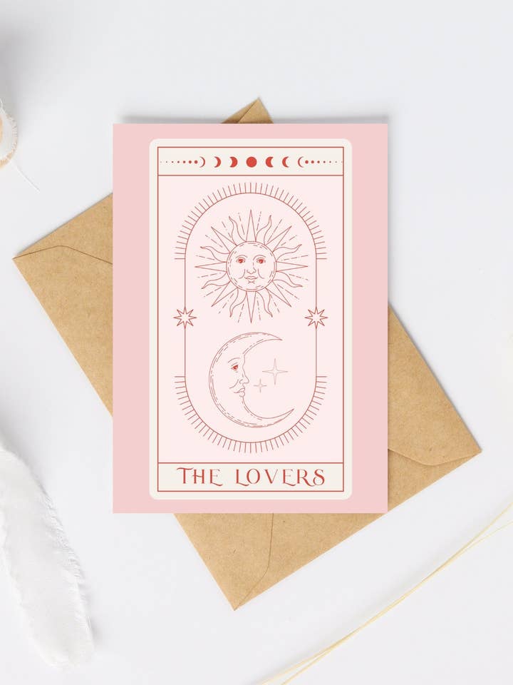 O Cartão dos Amantes | Design de Cartas de Tarot | Cartão do Sol e da Lua por atacado de Fleurs on Sunday