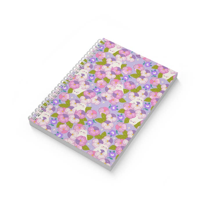 Meowashi Studio - Wholesale Notebook - White Cat and Pansy Reusable Sticker Collection Book1