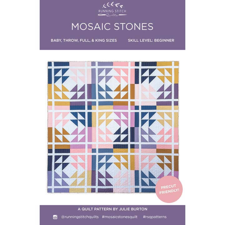 Running Stitch Quilts - Wholesale Craft Sewing Kit - Mosaic Stones Quilt Pattern - PRINTED1