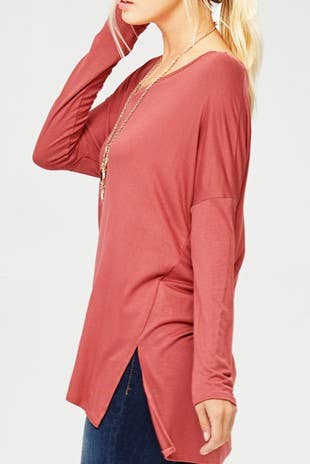 A.gain – wholesale Tunic – Women’s – 10210LP07 - PLUS SIZE SOLID LOOSE FIT V NECK LONG SLEEVE TOP12