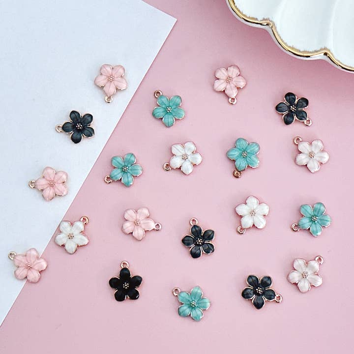 Tropical Flowers Enamel Charms (set of 20) for wholesale by Allydrew