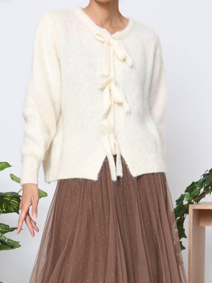 Orice - Vente Cardigan – femme - Cardigan noeud en maille laine Mohair - Orice 7