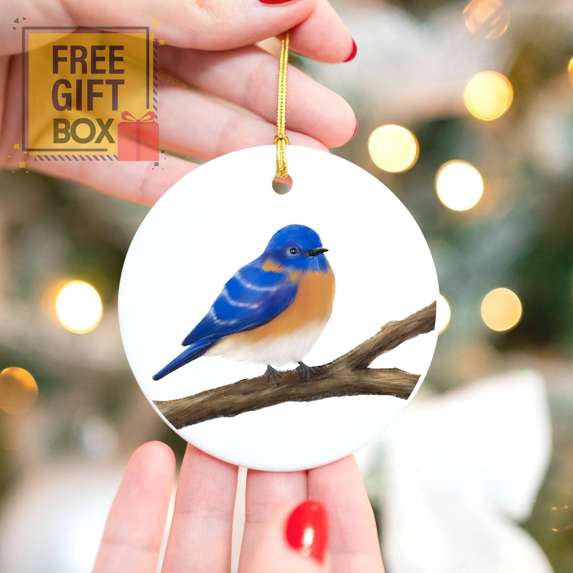 MerikaArt - Wholesale Ornament - Bluebird Ceramic Ornament4