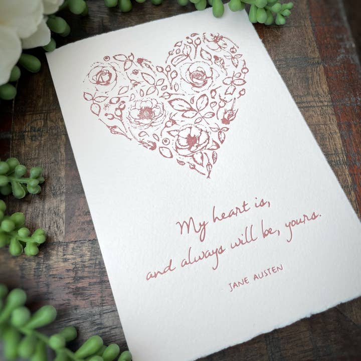 Jane Austen Heart Greeting Card for wholesale by Pressed