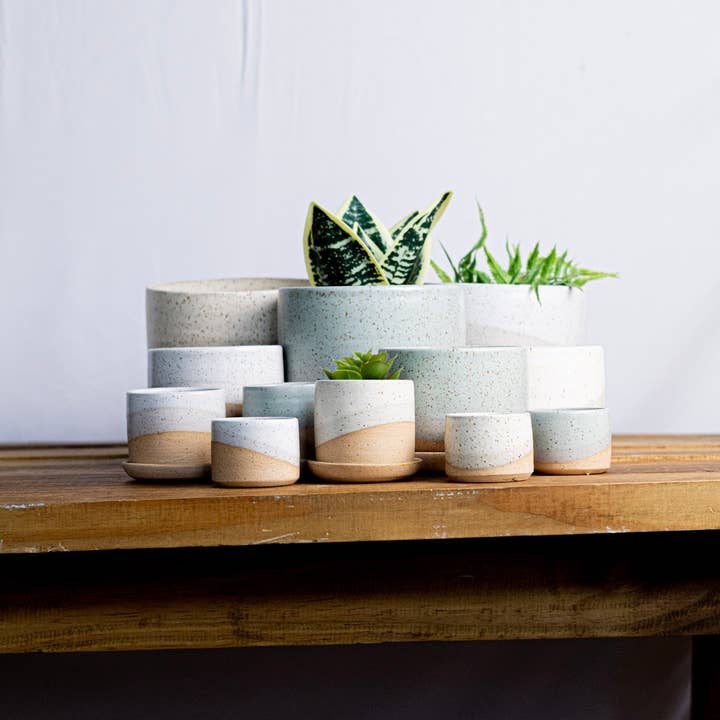 Hands On Ceramics - Wholesale Plant pot - Handmade Ceramic Planter with Saucer – Wide Bottom6
