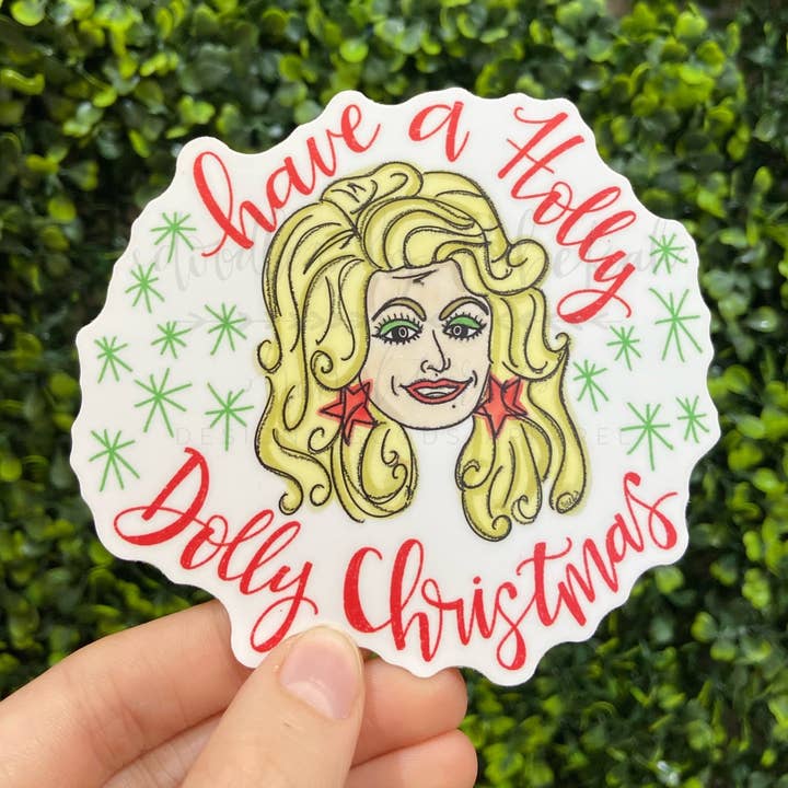 Have A Holly Dolly Christmas Sticker for wholesale by Doodles By Rebekah