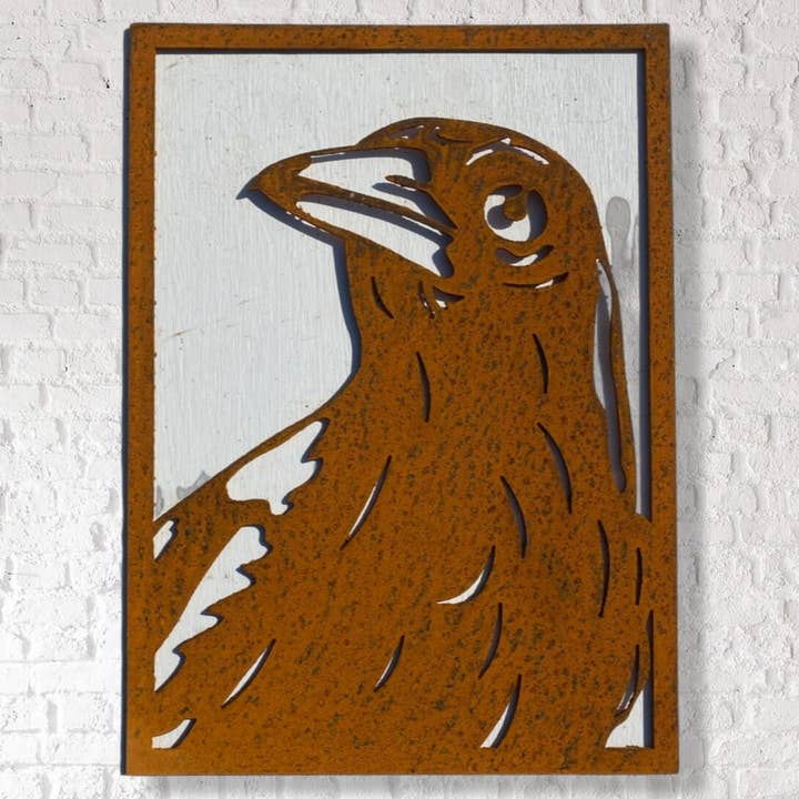 Framed Magpie Metal Wall Art Home Garden Lasercut Sculpture for wholesale by vidh imports