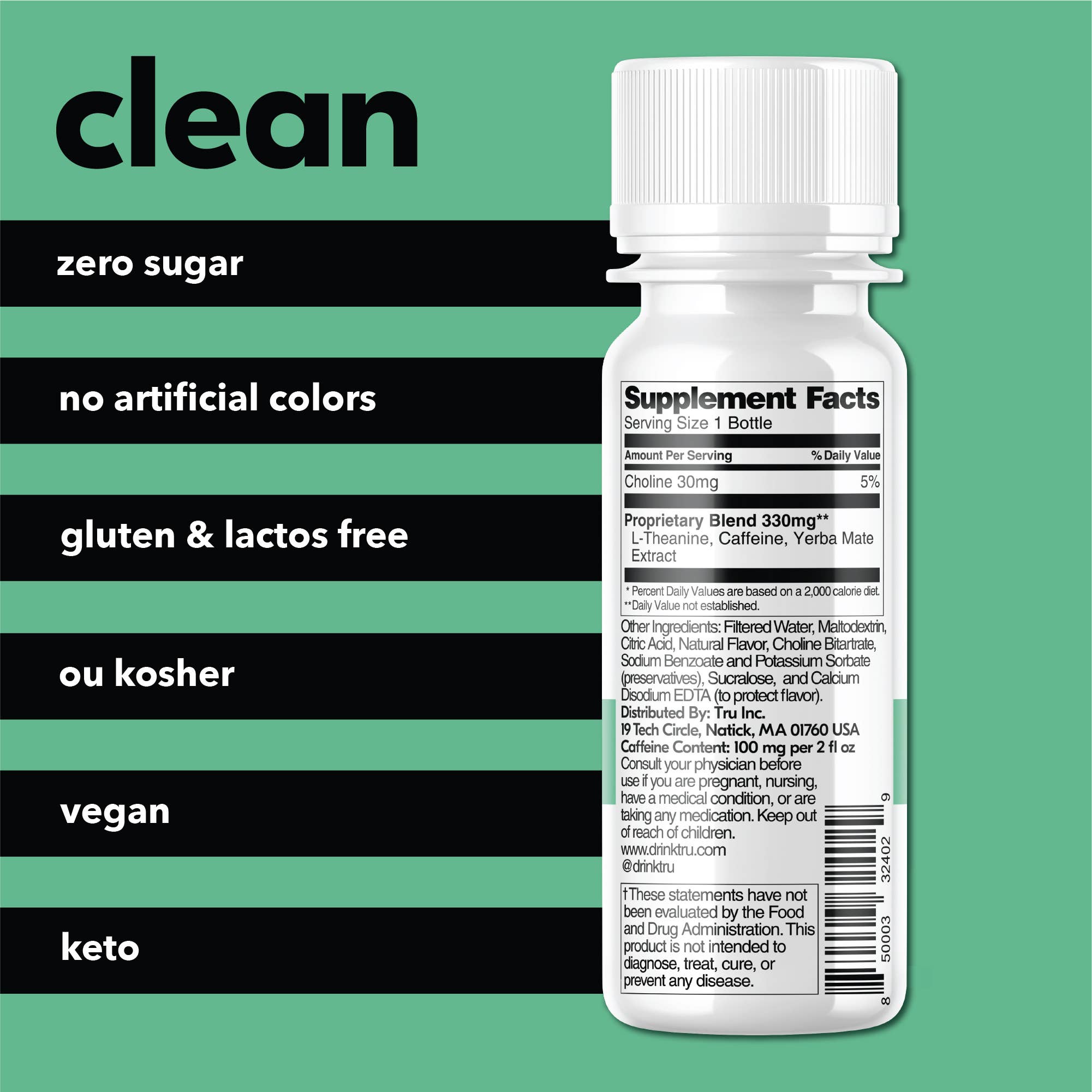 Tru - Wholesale Sports/Energy Drink - Tru Focus Wellness Shots, Apple Kiwi (Pack of 12)1