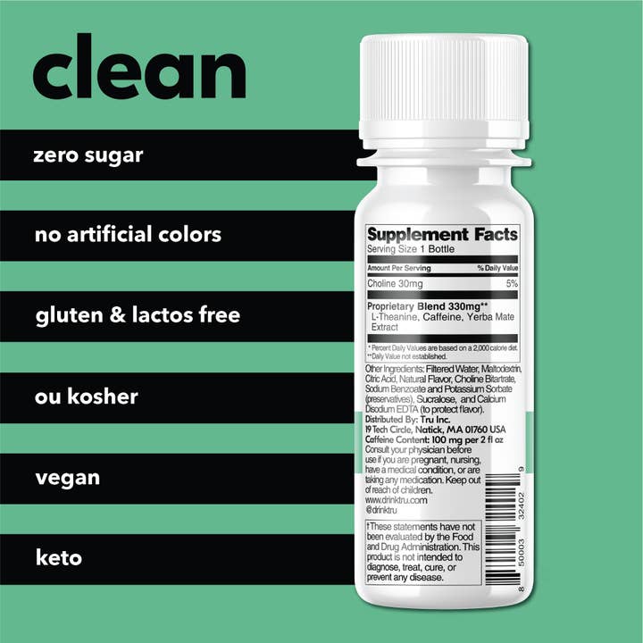 Tru - Wholesale Sports/Energy Drink - Tru Focus Wellness Shots, Apple Kiwi (Pack of 12)1