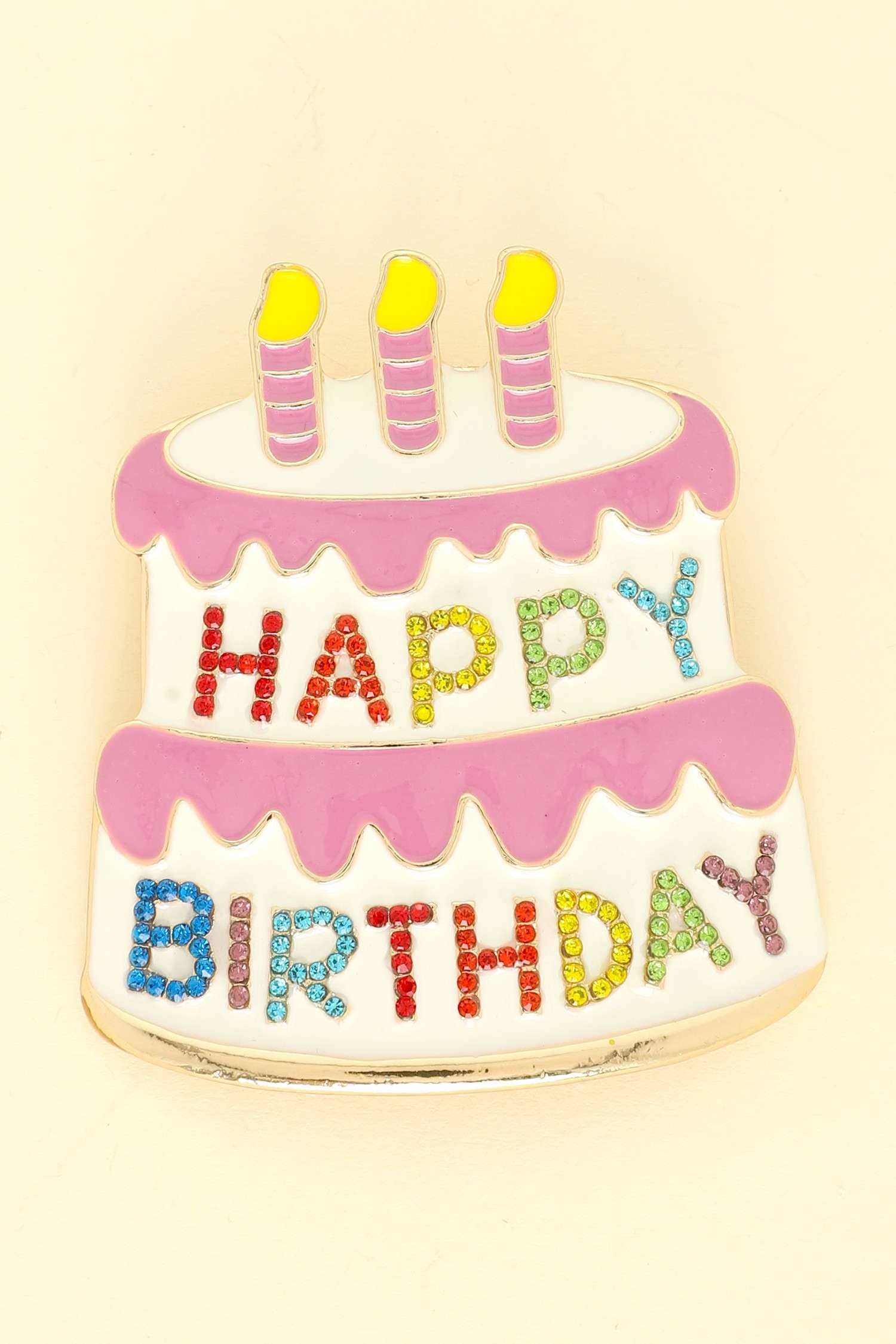 Gdmlt DECORATIVE HAPPY BIRTHDAY CAKE BROOCH PIN 15885 for wholesale on Faire0