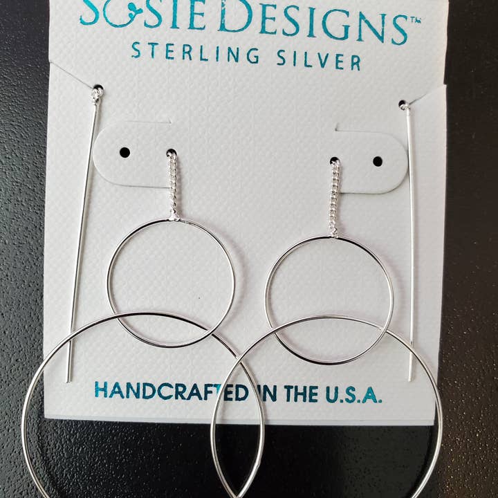 Sosie Designs – wholesale Hängande örhängen – Silver dubbel cirkel trädare örhänge