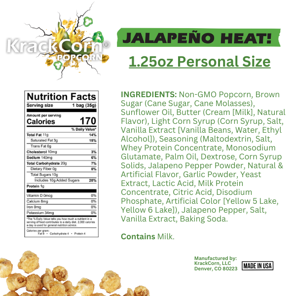 KrackCorn – wholesale Popcorn – KrackCorn Popcorn Jalapeno Heat 1.25oz - 12ct case 4