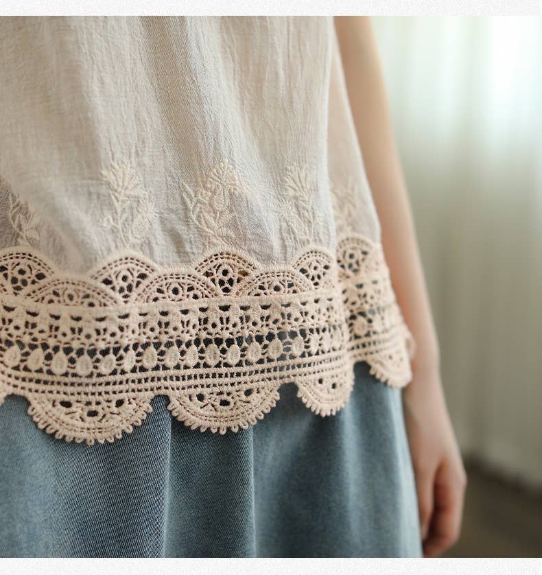 Hope & Sunshine - Wholesale Camisole - Dames - Stone Wash topje met kanten rand12