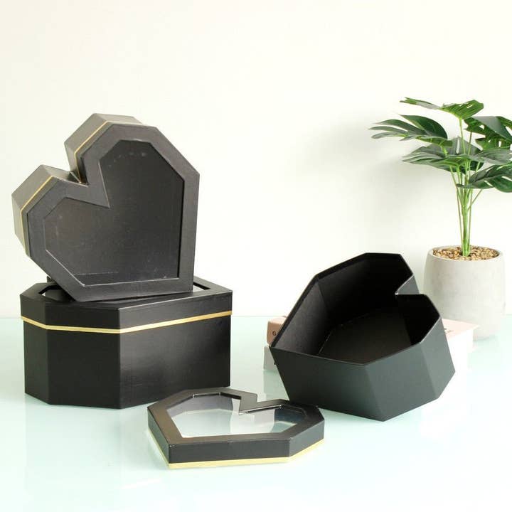 Elegant Design Supply – Engroshandel Pynteæske – Blomsteræske i diamantformet hjerte med klar låg