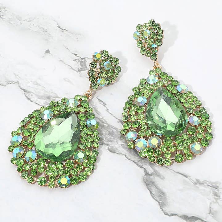 Sensibling Corp. - Wholesale Dangle Earrings - Teardrop Rhinestone Embellished Dangle Evening Earrings3
