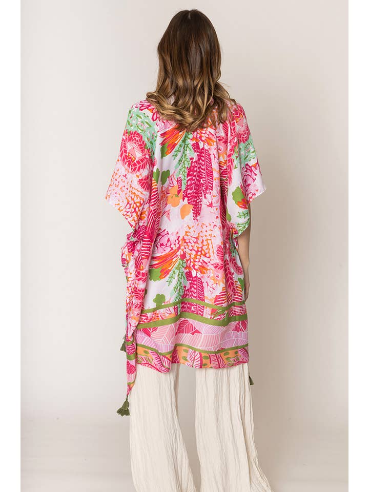 Hana - Wholesale Kimono - Women's - Floral Pattern Print Tassel Summer Kimono12