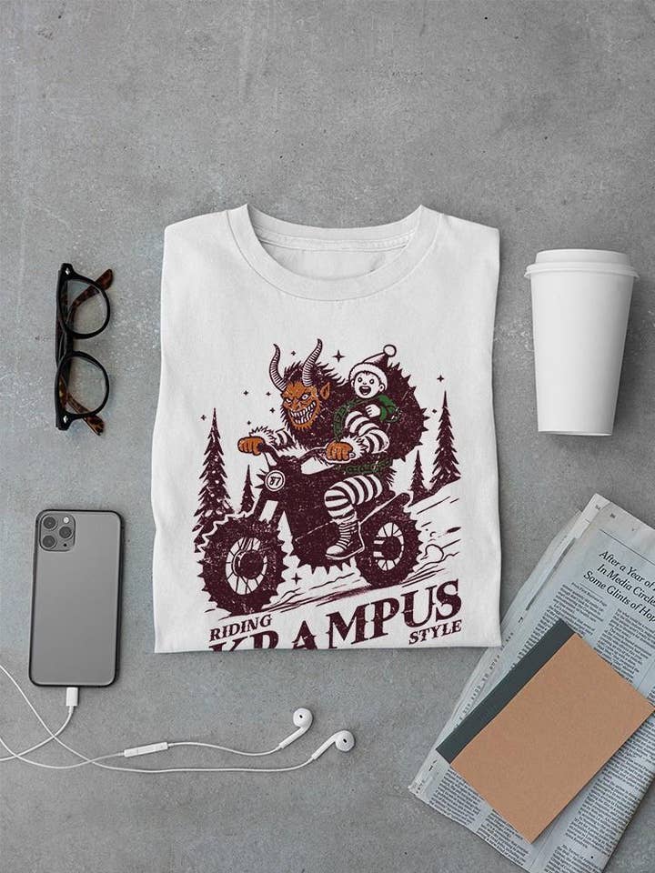 Riding Krampus Christmas Rebel Style T-shirt Men's for wholesale by Swift Retail
