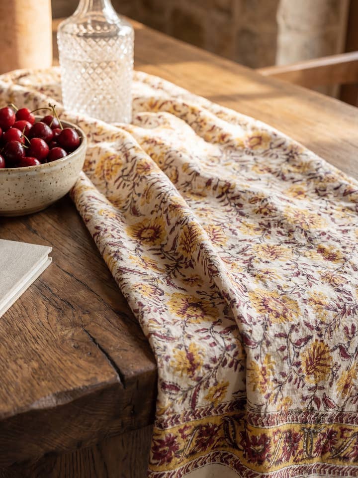 Handblock Natural Jute Throw & Table Cover (Pack of 10) for wholesale by Humanity Centred Designs