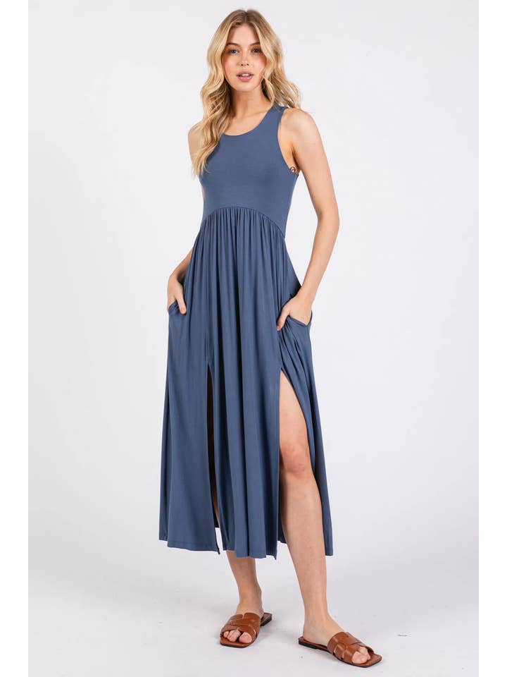 Final Touch - Wholesale Dress - Women's - Sleeveless Slitted Dress - D40755
