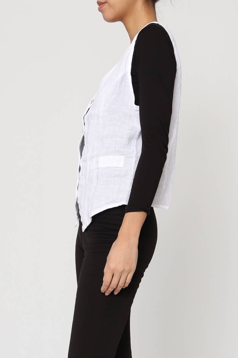 LÉA & LUC - Wholesale Button Down Shirt - Women's - Sleeveless shirt in 100% Linen REF. 514669