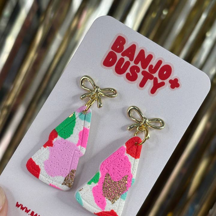 The Dusty Collective - Wholesale Dangle earrings - Christmas tree dangles with bow0