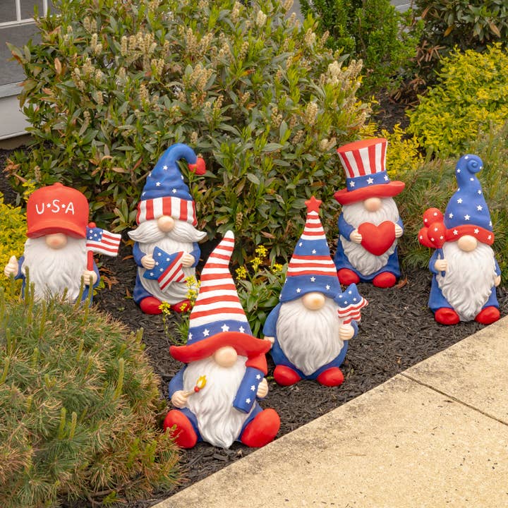 Zaer Ltd. International - Wholesale Garden Gnome - "Americanos" American Garden Gnomes- 6PC/Set2