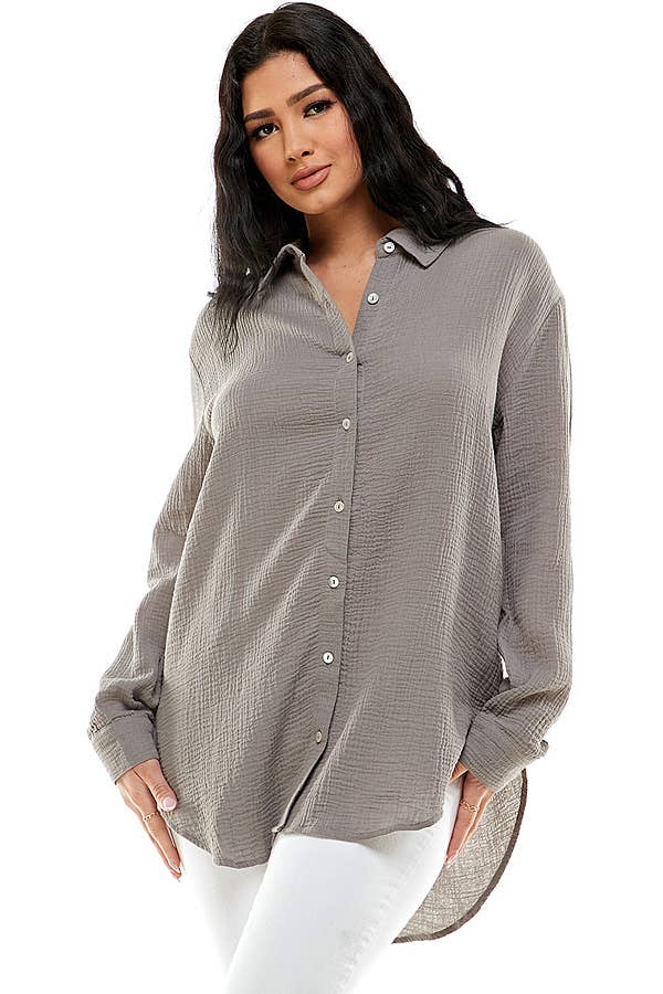 Veracci – wholesale Tröja med knappar – Dam – Dubbel gasväv Weekend Button-Down skjorta14