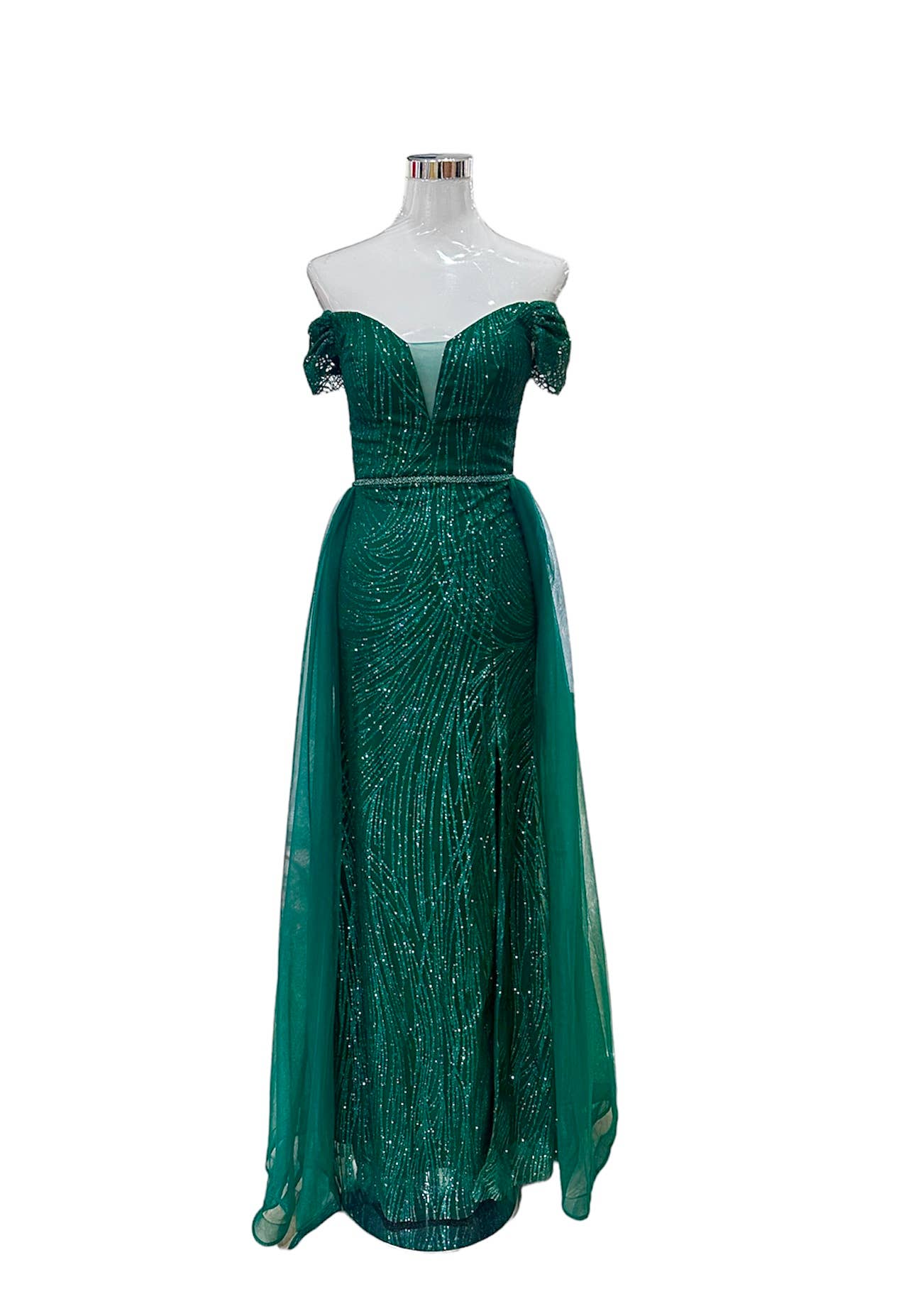Les Voiliers - Wholesale Gown - Women's - Emerald green sequined evening dress