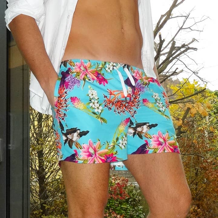 Monaco Exotic Turquoise Swim Shorts for wholesale by CALYPSONIA