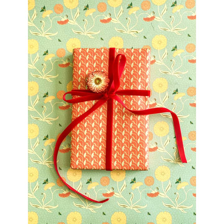 re:mused studio - Wholesale Flat Wrap - Calendula Gift Wrap Sheet-Double Sided5