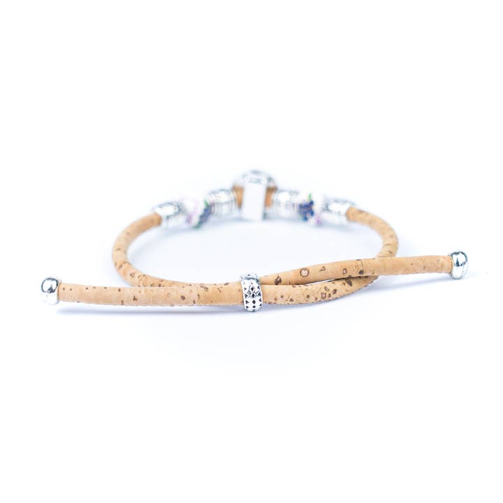 Meninas Bonitas Cork - Wholesale Charm/Dangle Bracelet - Natural cork cord and ceramic beads handmade women's fashion bracelet BR-456-MIX-51