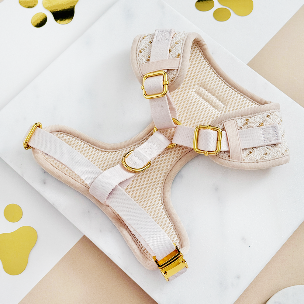 Cocopup London - Wholesale Tuig voor huisdieren - Hond - Vanillekleurig Getextureerd Tweed Verstelbaar NekHARNAS2
