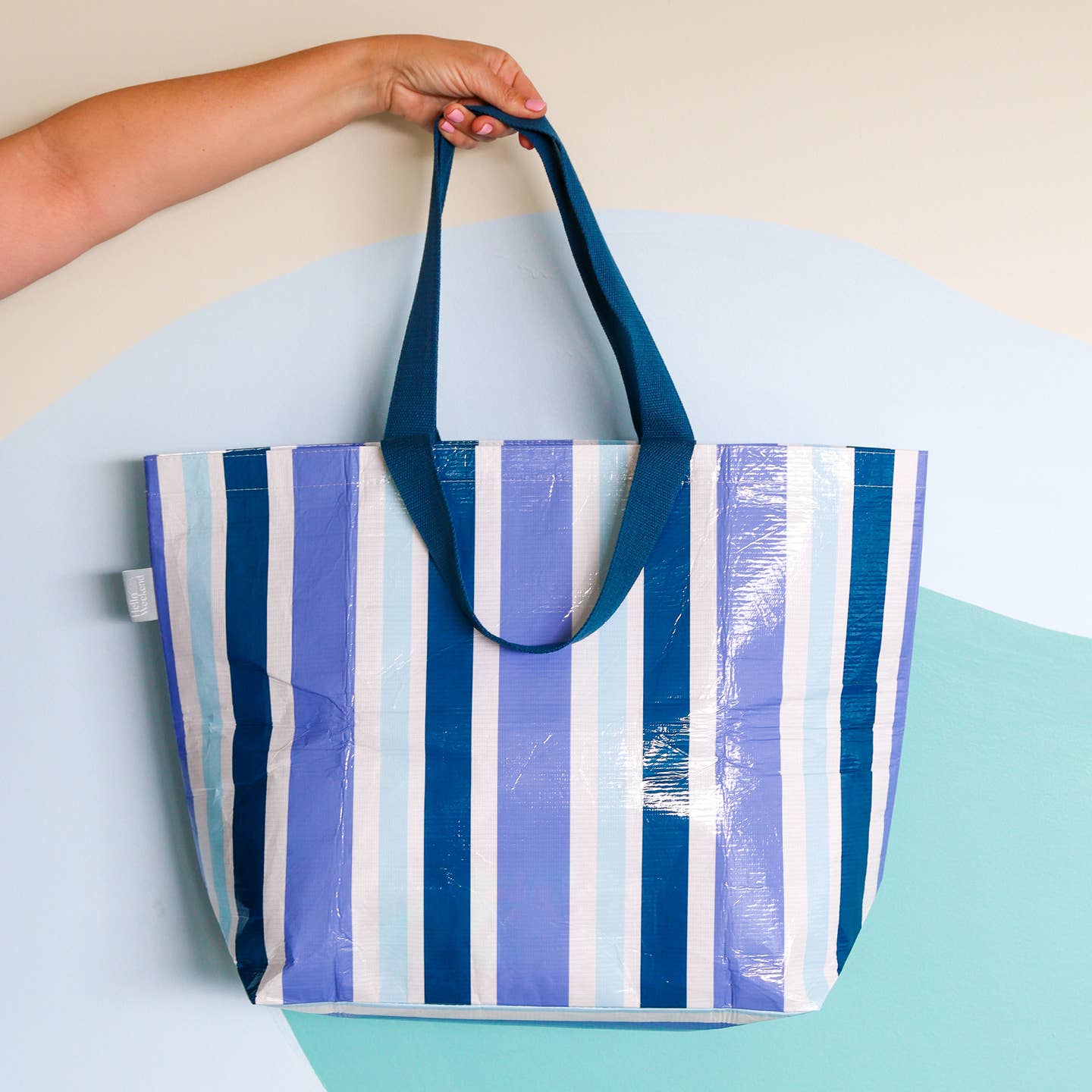 Hello Weekend - Wholesale Tote bag – Women's - Blue & White Hamptons -  Large Tote Bag with  Zip Pocket9