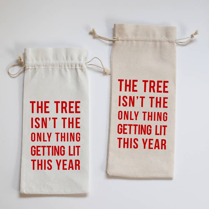 Wildwood Landing - Wholesale Wine Gift Bag - THE TREE ISN'T THE ONLY THING GETTING LIT WINE BAG