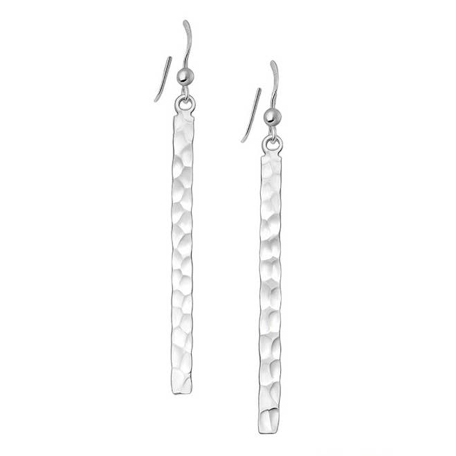 Boucles d'oreilles en fil de fer en argent sterling martelé pour la vente par Kate Carr / PureNY Jewelry LLC