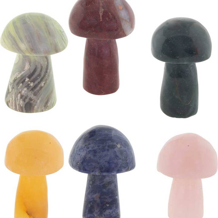 Kheops International – wholesale Spiritual stone/crystal – Gemstone Large Mushrooms - Asst'd (Pack of 6)