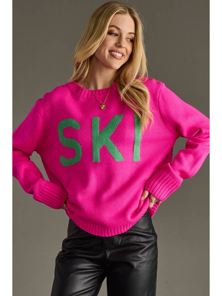 Panache Apparel Co. - Wholesale Knit Sweater - Women's - Bright Pink Ski Sweater1