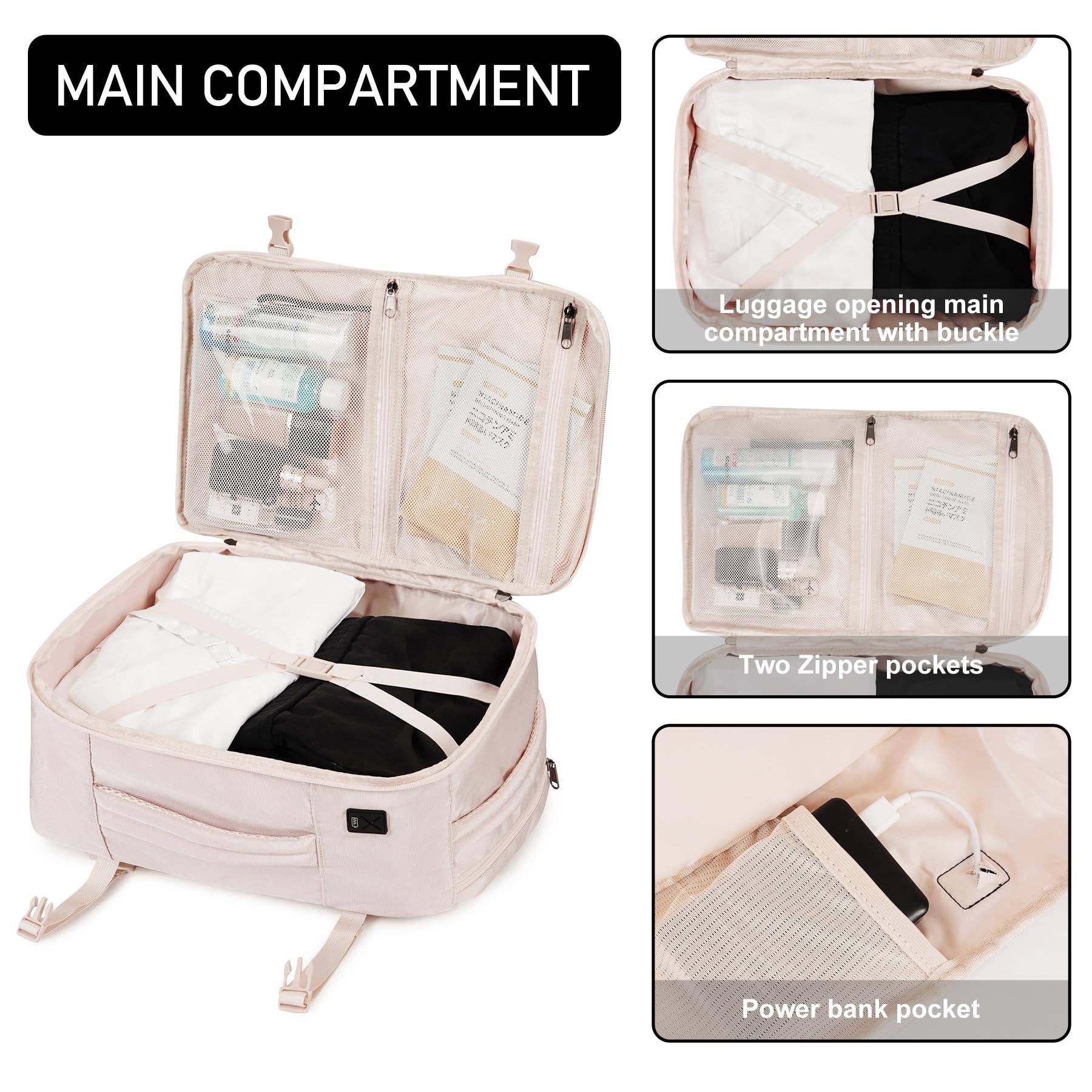 wandf - Wholesale Backpack - Unisex - 20L Underseat 13 Pockets Carry on Travel Bag with USB Port6