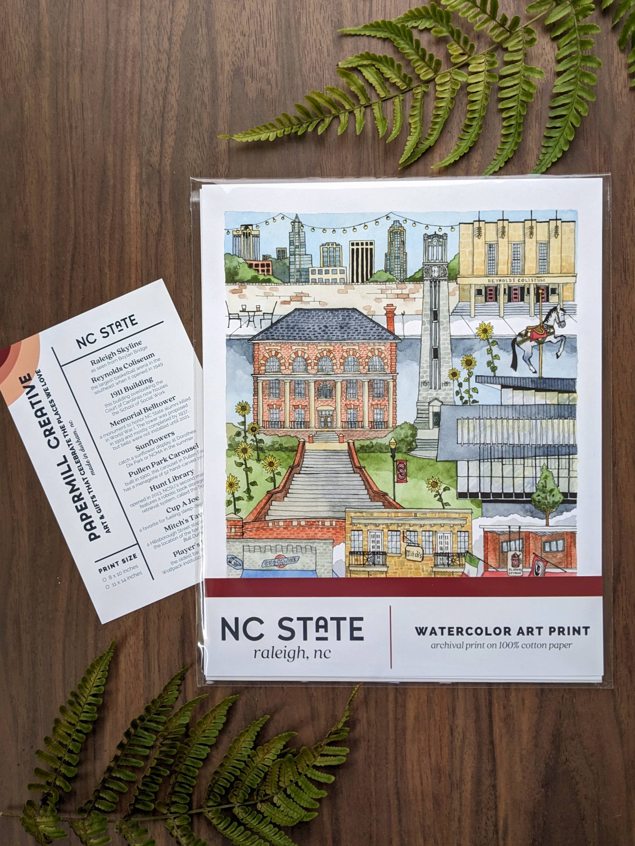 Papermill Creative - Wholesale Art Print - NC State, Raleigh North Carolina watercolor art print5