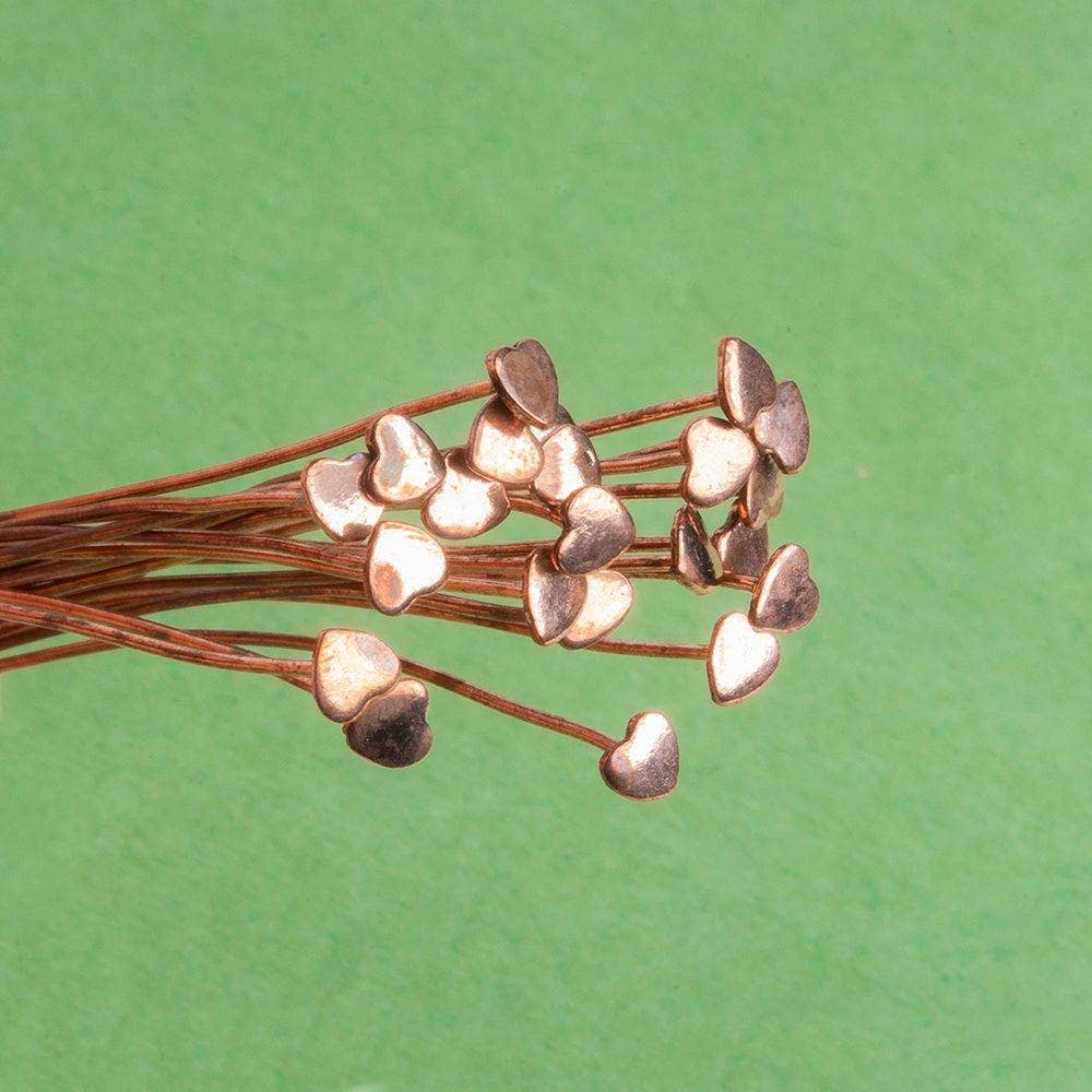The Bead Traders - Wholesale Craft Supplies - 3 inch Copper Headpin with Heart head 22 Gauge 22 pieces1