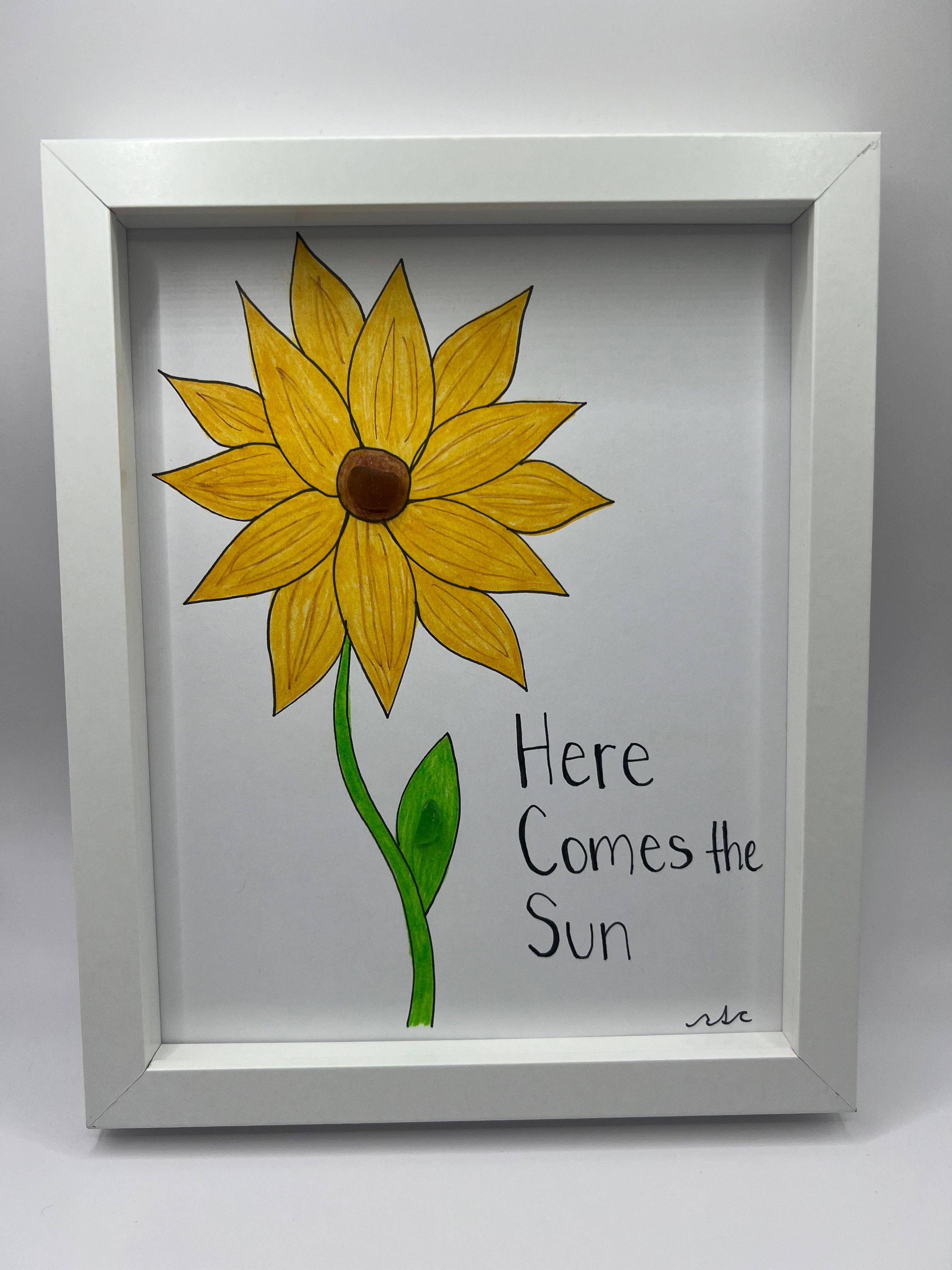 The Local Beachcomber – wholesale Art print – Sea Glass Sunflower Art: Here Comes the Sun1