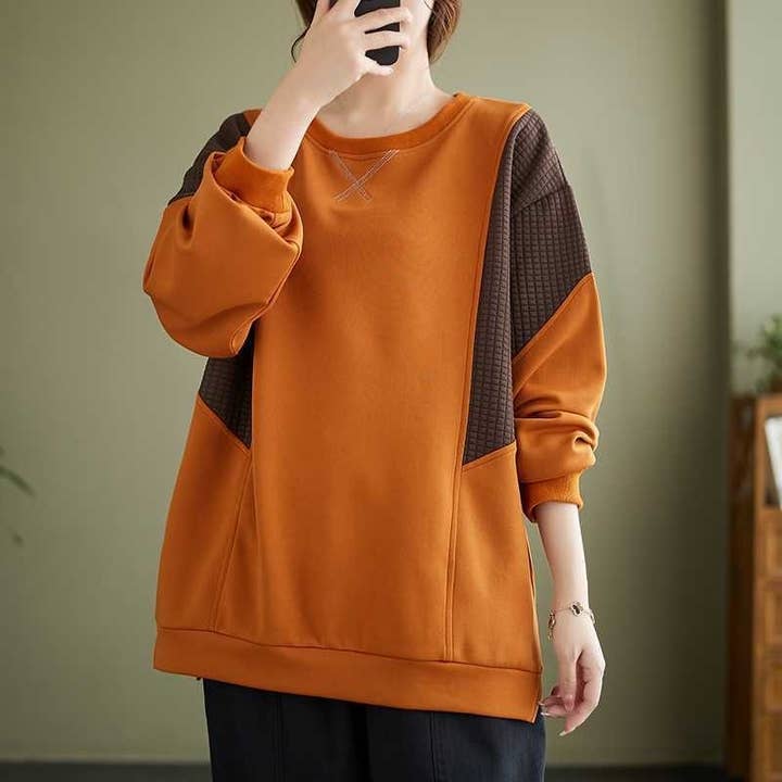 LIME Loose Color Block Plaid Hoodie for wholesale on Faire2