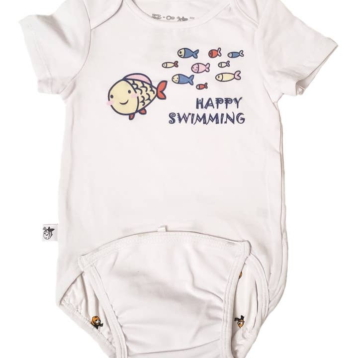 EZ-on BabeEZ™ - Printemps et été - Bonne natation - sur blanc - Body pour bébé pour la vente par EZ-On BaBeez