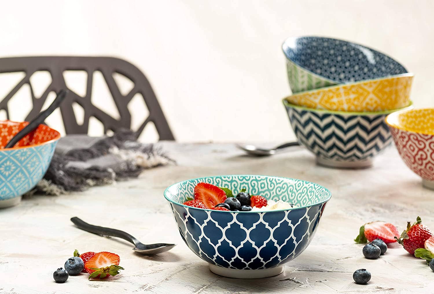 Kook - Wholesale Bowl - Kook Geometric Cereal Bowls, 18 oz, Set of 61