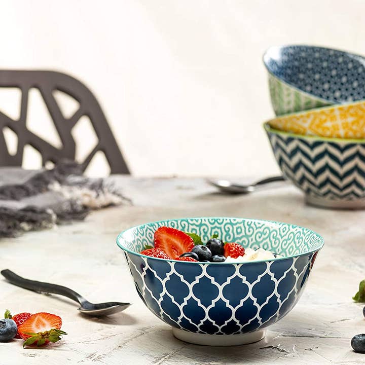 Kook - Wholesale Bowl - Kook Geometric Cereal Bowls, 18 oz, Set of 61