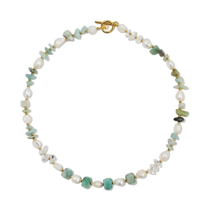 Aquamarin-Halskette mit Knebelverschluss für den Großhandel von Sahira Jewelry Design