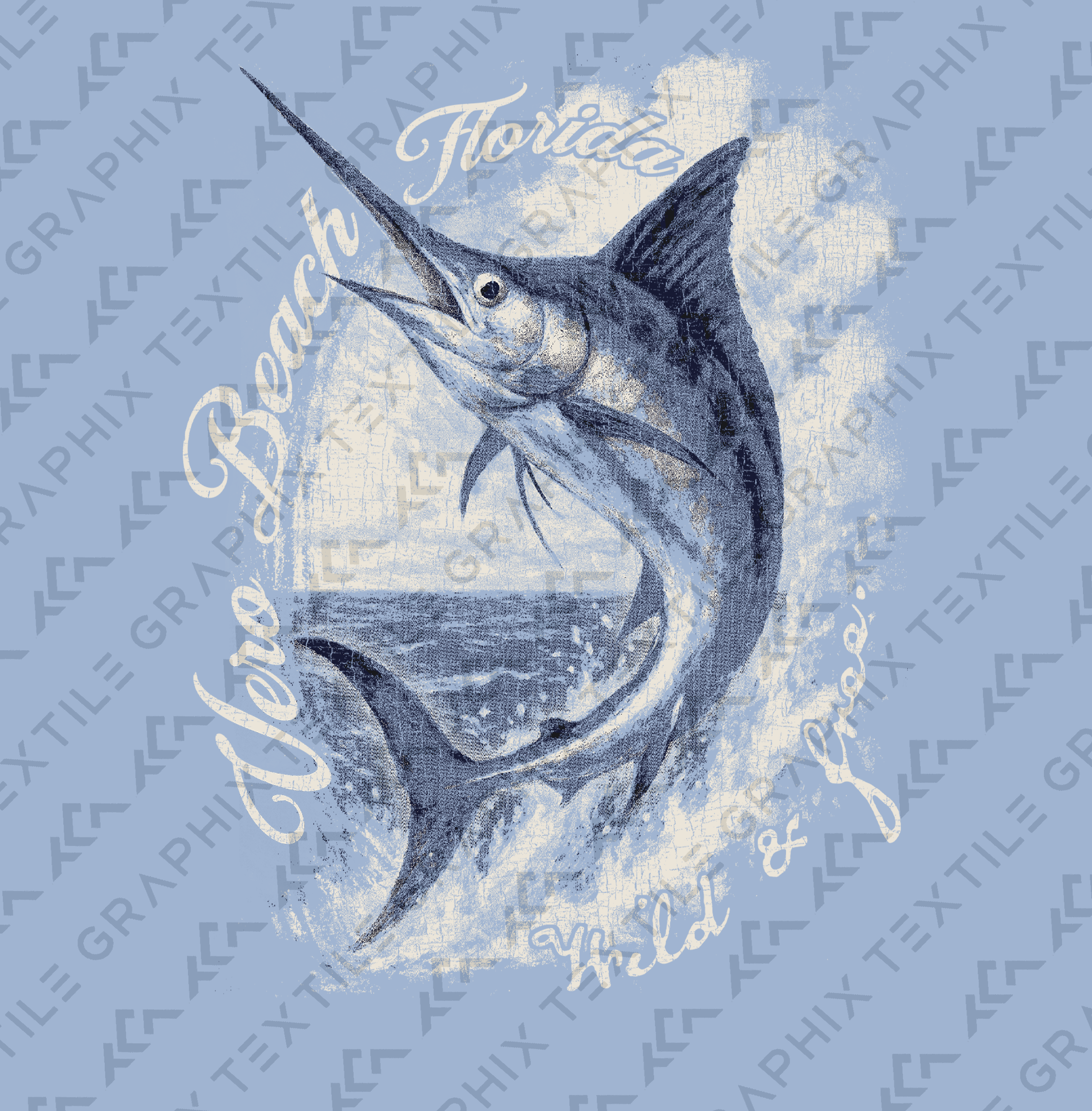 Textile Graphix - Wholesale Hoodie - Women's - Vintage Marlin Hoodie – Customizable Coastal Wildlife Design5